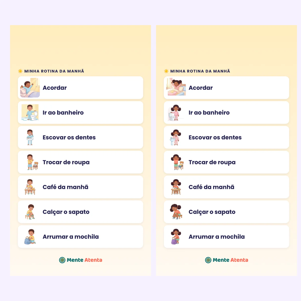 Papéis de parede de rotina para o celular, versões menino e menina